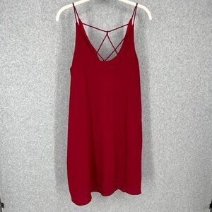 She and Sky Strappy Shift Dress Size S Red Party Cocktail Flowy V Neck NEW